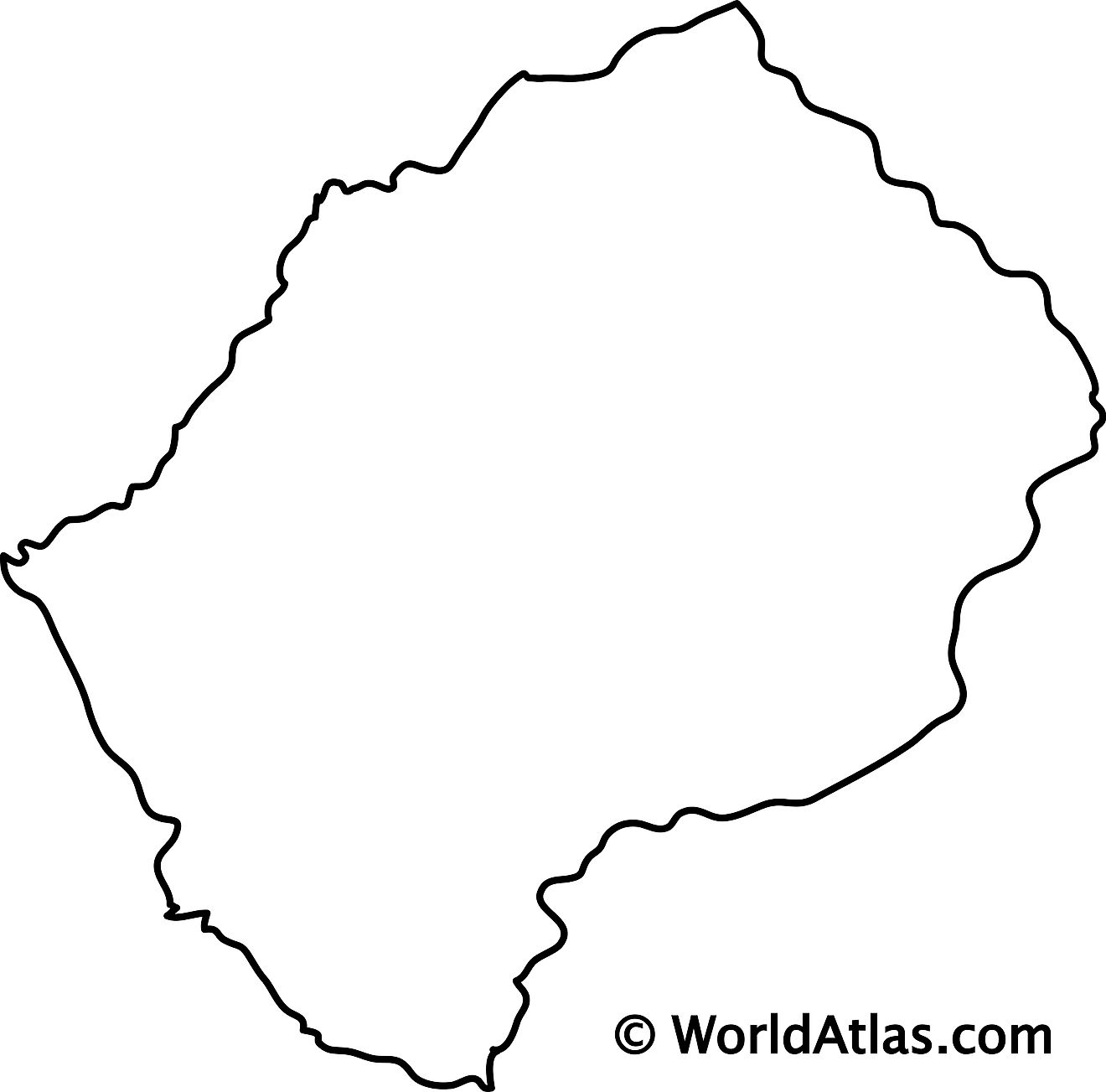 Blank Outline Map of Lesotho