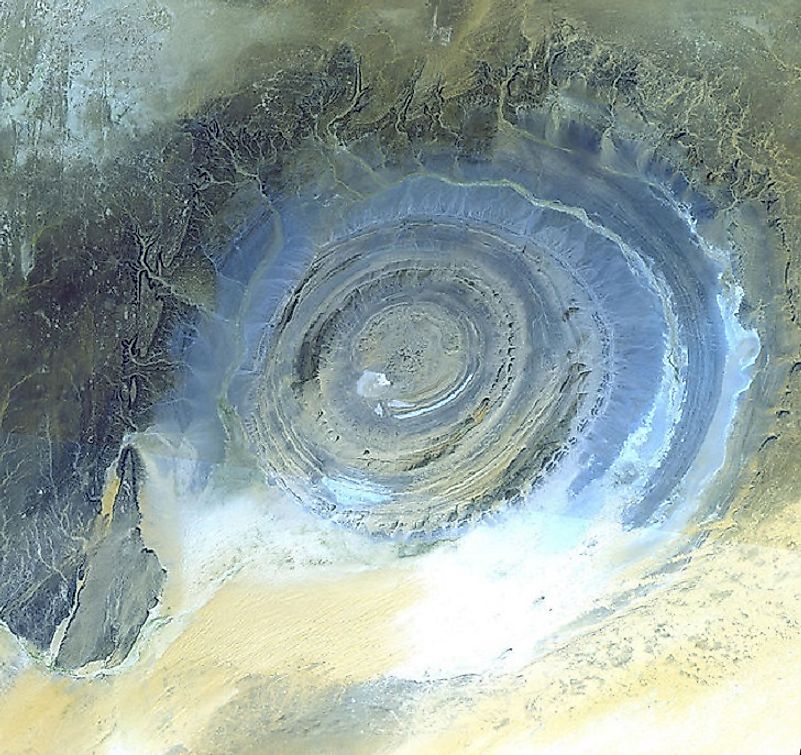 Satelite image of the Eye Of The Sahara Richat Structure in Mauritania.