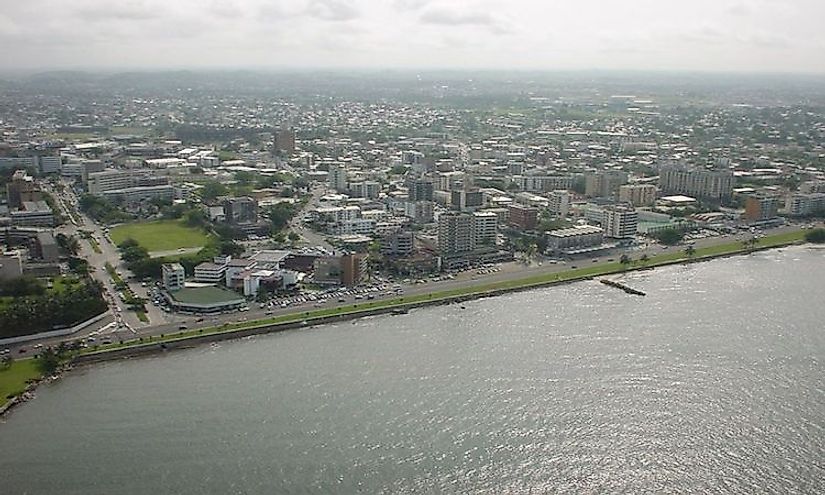 An aerial view of Libreville, the biggest and capital city of Gabon.