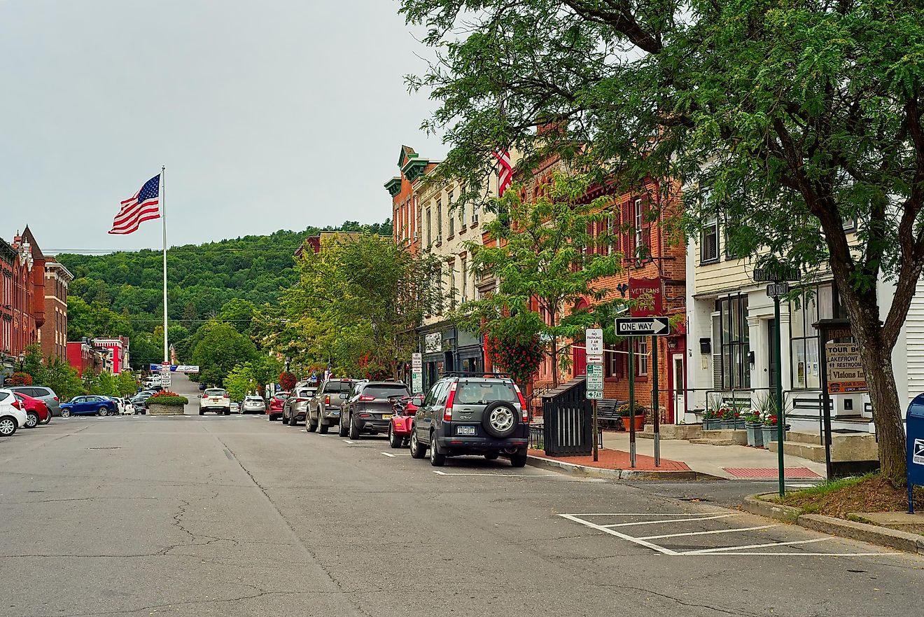 Cooperstown, New York: The picturesque Main Street of this baseball town is lined with attractive shops, cafes, and businesses.