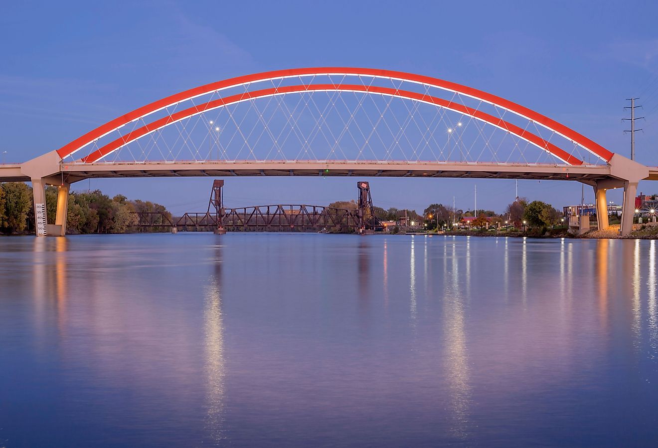 View of New Hastings Bridge over the Mississippi River in Hastings, Minnesota. 
