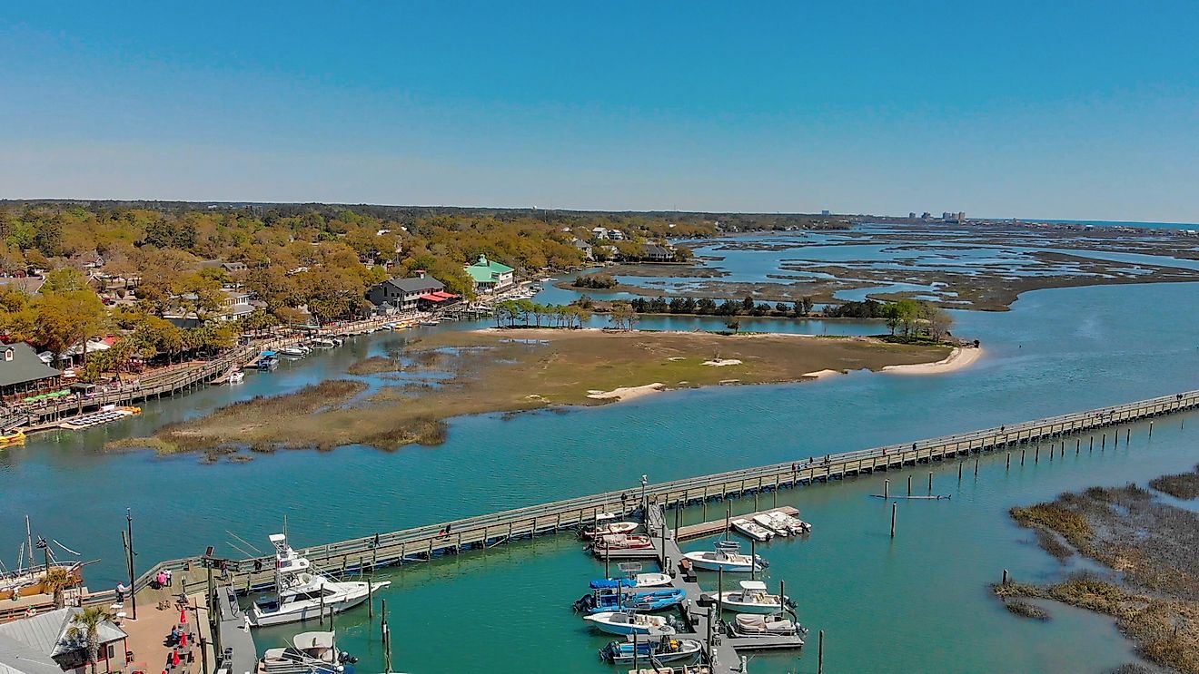 Aerial view of the beautiful coastal town of Georgetown, South Carolina.