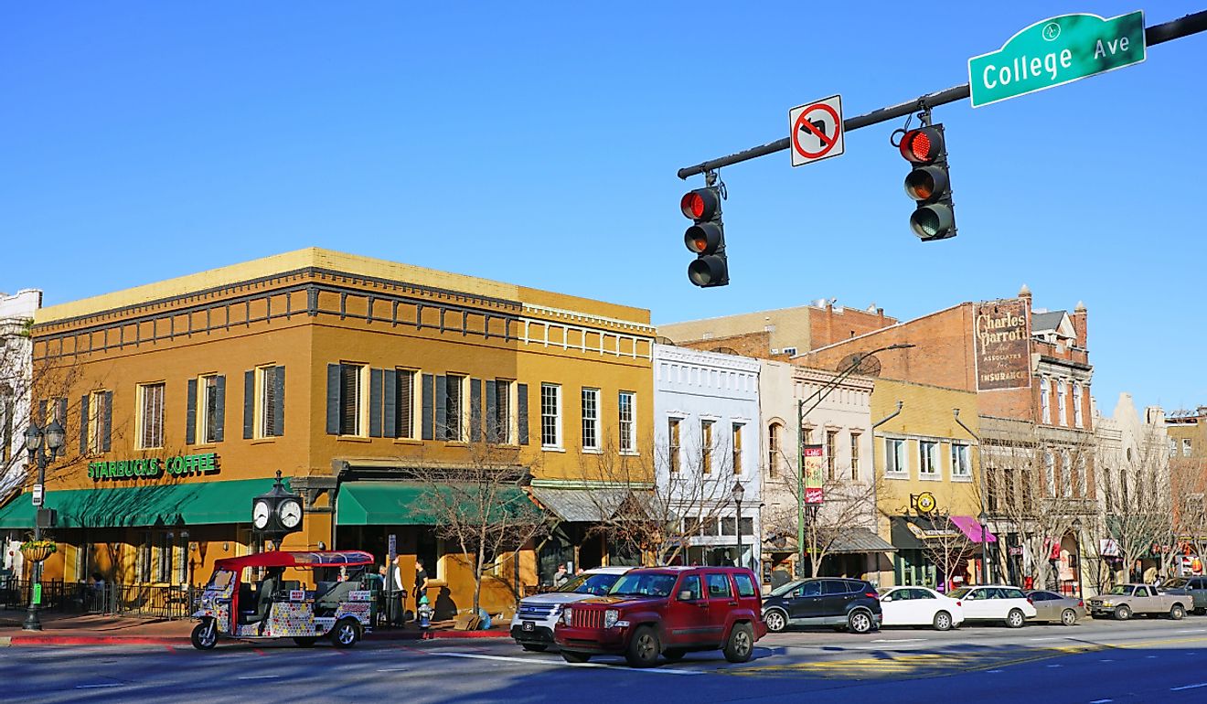 Downtown Athens, Georgia. Image credit EQRoy via Shutterstock.