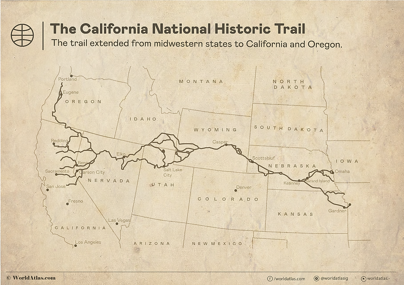 map of the California trail