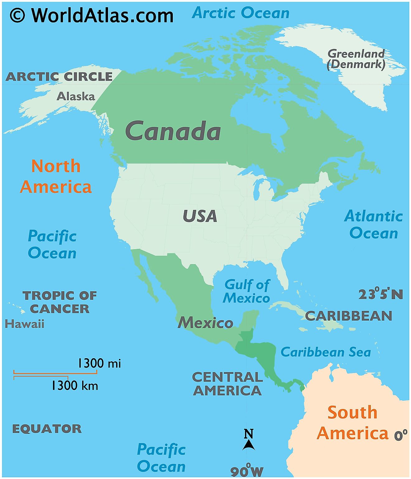 Map showing location of Canada in the world.