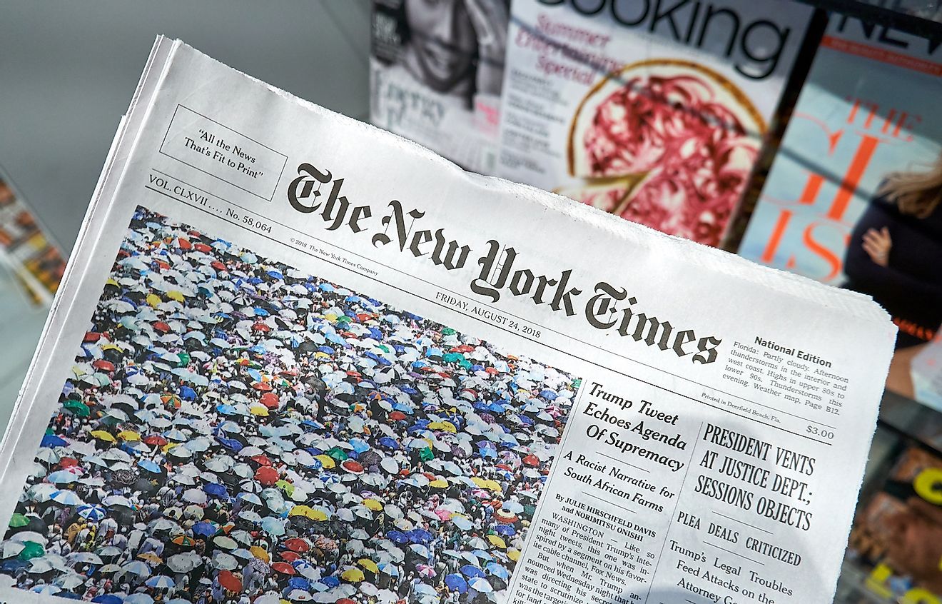 The New York Times is a popular American newspaper based in New York City with worldwide influence. Image credit: dennizn/Shutterstock.com