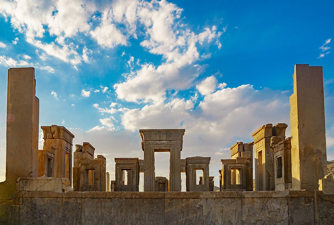 Columns of the ancient city of Persepolis from the First Persian Empire (Achaemenid Empire). 