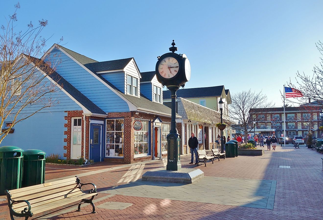 View of Washington Street Mall, a pedestrian shopping area in downtown Cape May, New Jersey. Image credit EQRoy via Shutterstock.com
