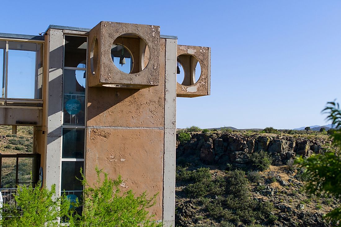 A building in Arcosanti, Arizona. Arcosanti experiments with many elements of arcology. Editorial credit: DBSOCAL / Shutterstock.com.