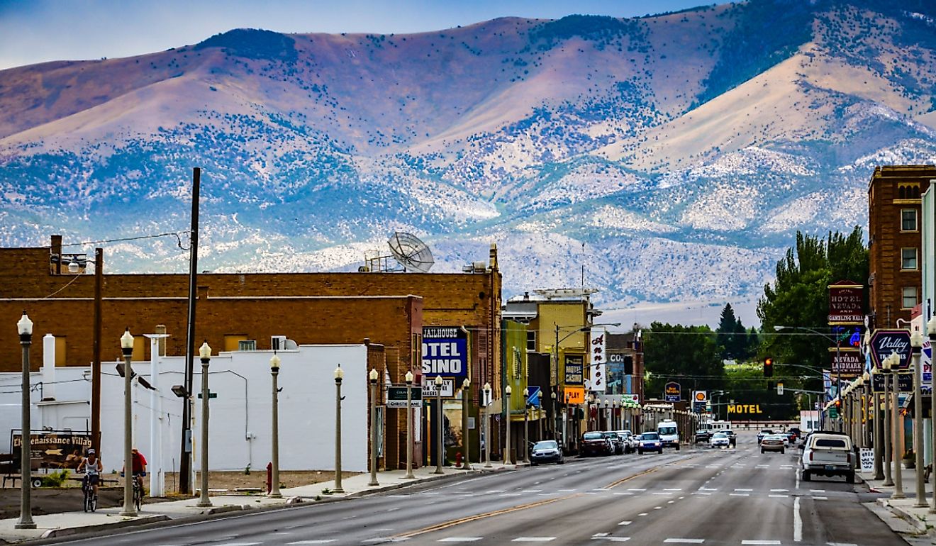 Route 50 and Main St. in Ely, Nevada. Image credit Sandra Foyt via Shutterstock.