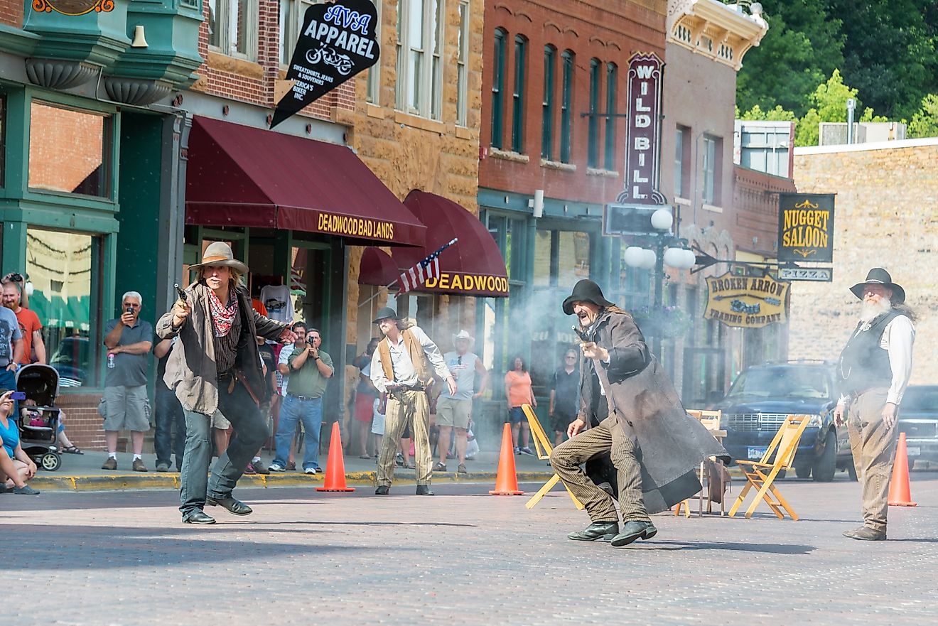 Actors reenact a historic gunfight in Deadwood, South Dakota. Editorial credit: Jess Kraft / Shutterstock.com