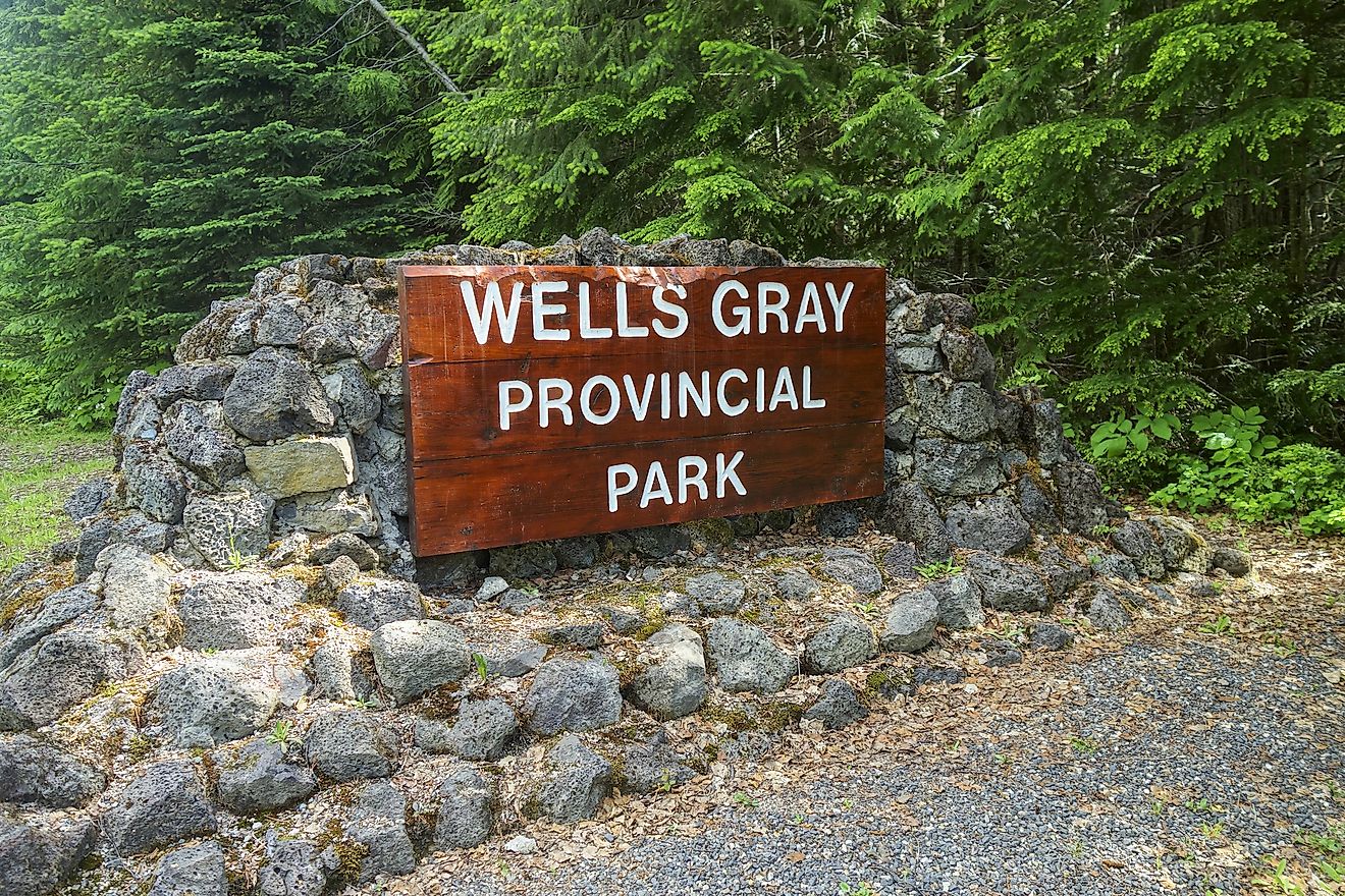 Entrance Table to Wells Gray Provincial Park on Clearwater Valley Road, British Columbia, Canada.