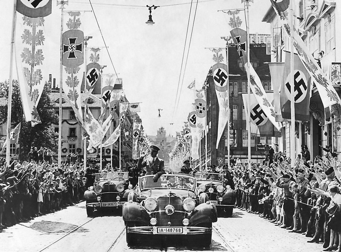 Symbols of propoganda were used to inspire a sense of community and togetherness (volksgemeinschaft) in Nazi Germany. Editorial credit: Everett Historical / Shutterstock.com.
