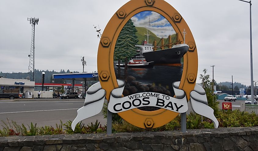Welcome to Coos Bay sign.