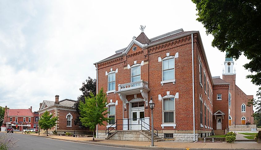 The historic County Clerk building in Ste. Genevieve, Missouri.