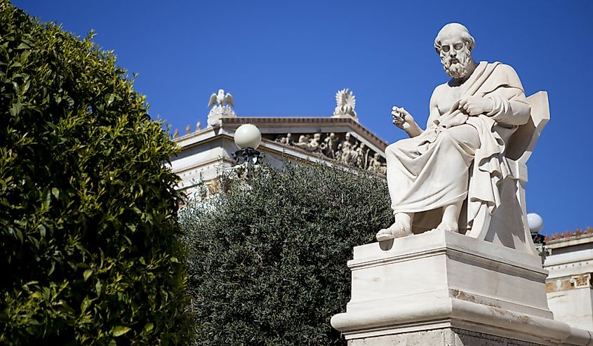 Statue of Plato the philosopher at the Academy of Athens, Greece