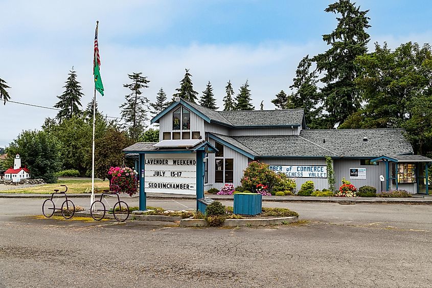 Chamber of Commerce and Visitors Center in Sequim, Washington, USA.