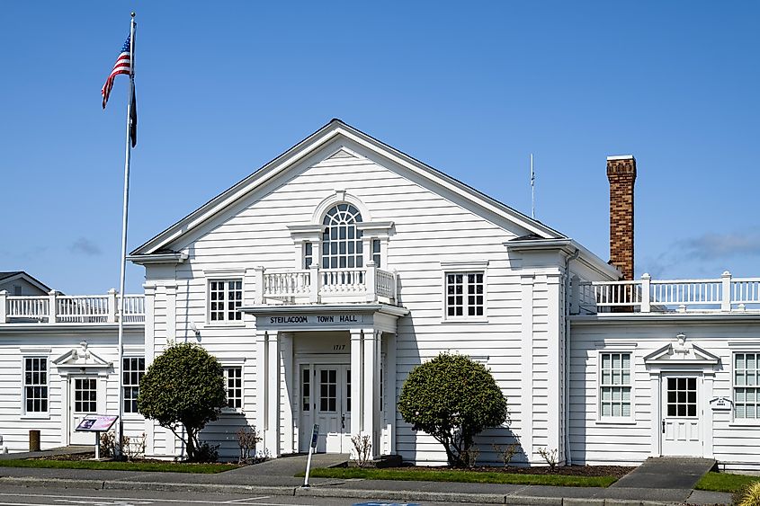 Historic Steilacoom Town Hall in the Pierce County community, Steilacoom, Washington, USA.