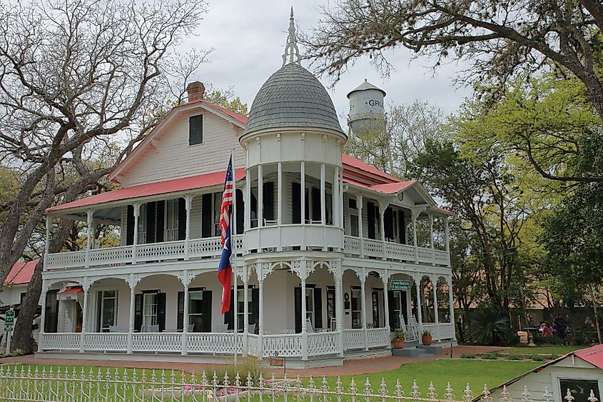 A historic victorian architecture mansion being used as a bed and breakfast inn, Gruene, Texas