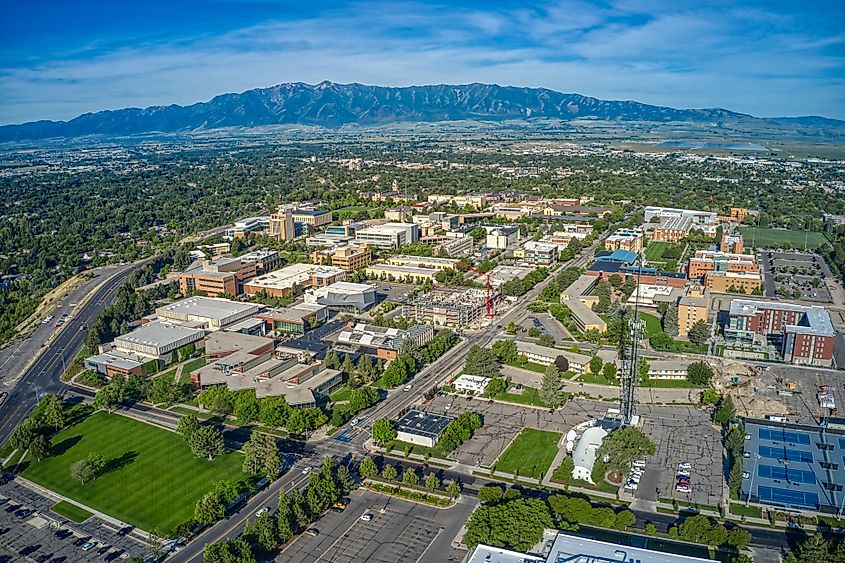Aerial view of Logan, Utah.