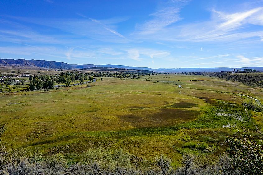 View of the White River Valley and the town of Meeker, Colorado.