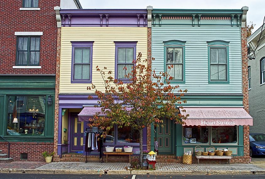 Colorful downtown stores in Clinton New Jersey