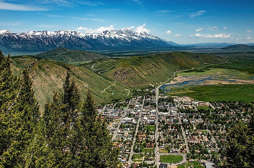 Aerial view of Jackson, Wyoming