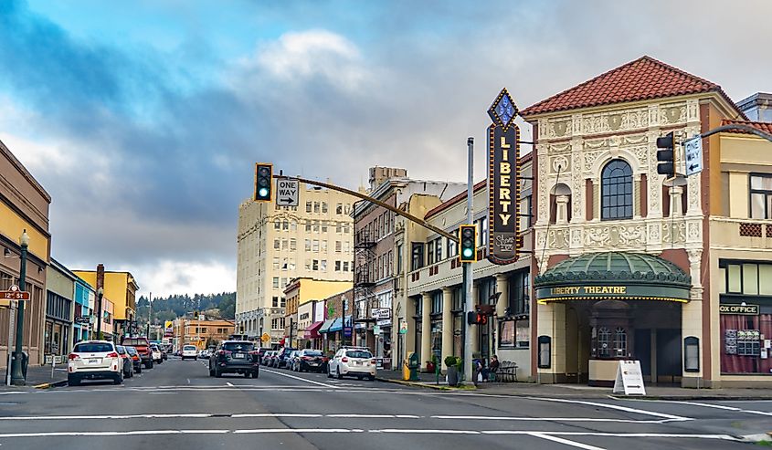 The Liberty Theater and downtown Astoria