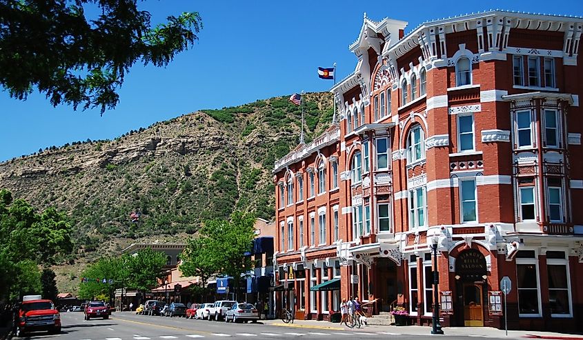 A view of Main Avenue in Durango, featuring Strater hotel