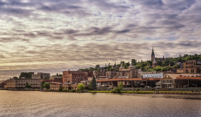 Early morning panoramic view of Houghton, Michigan. Image credit Steven Schremp via Shutterstock.