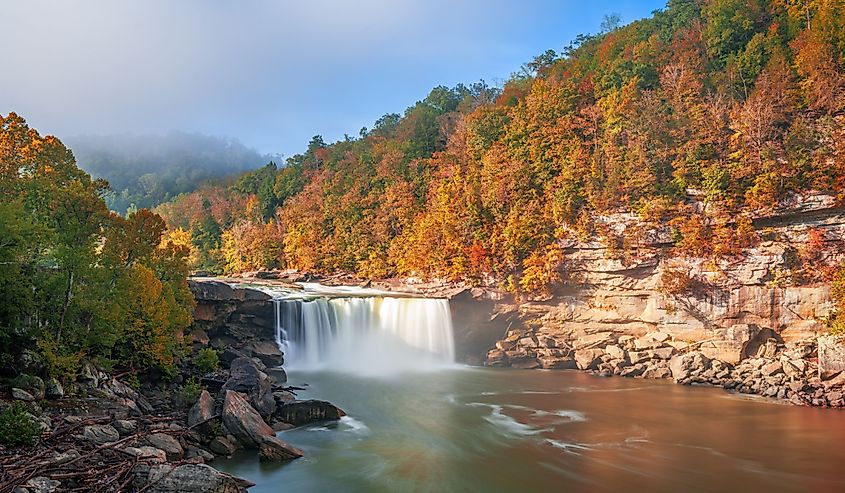 Cumberland Falls on the Cumberland River in Cumberland Falls State Resort Park, Kentucky.
