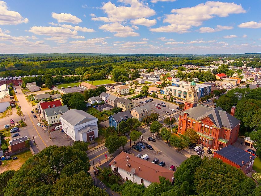 Aerial view of Cumberland, Rhode Island.