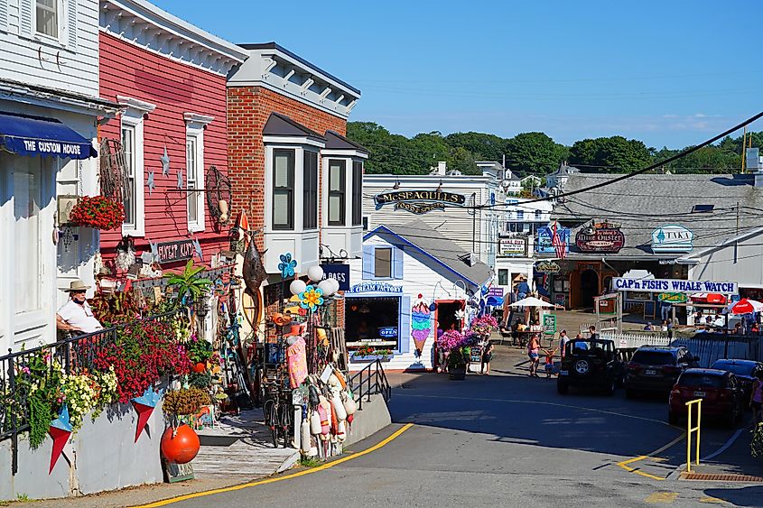 View of Boothbay Harbor, a tourist fishing town in Lincoln County, Maine, United States