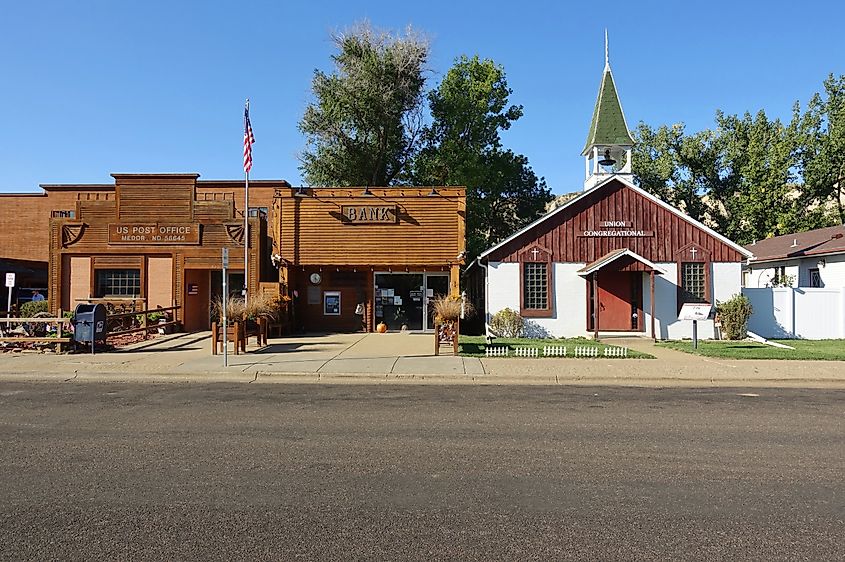 The Main Street in the historic town of Medora, North Dakota.