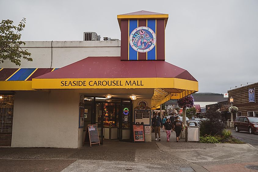The Seaside Carousel Mall, an indoor shopping center in the downtown area, via melissamn / Shutterstock.com