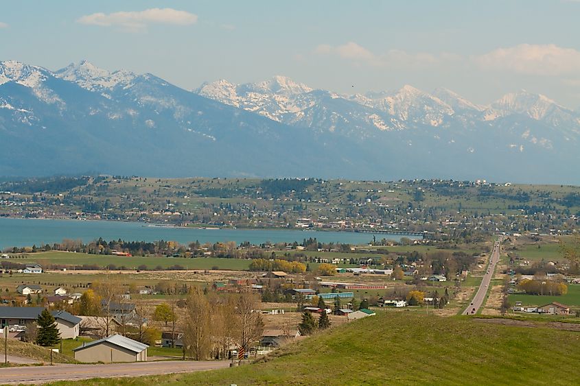 Aerial view of Polson, Montana
