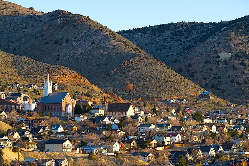 The mountainside community of Virginia City, Nevada.