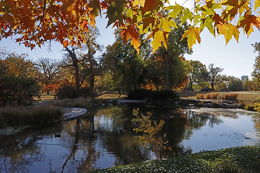 Fall colors in Riverside Park, Wichita, Kansas, via 